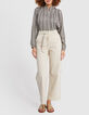 Pantalon large beige à fines rayures I.Code-1