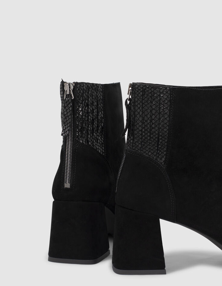 Schwarze Absatzstiefeletten aus Veloursleder I.Code-4