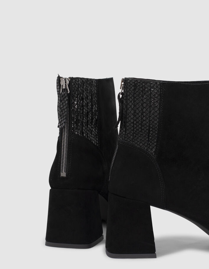 Boots à talon noirs en cuir velours I.Code - I.CODE