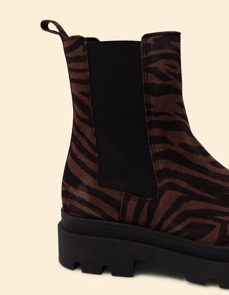 Chelsea-Stiefel braun Leder Samt Zebra-Muster I.Code-4
