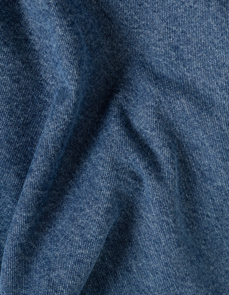 Blaues Kleid aus Denim f&uuml;r Damen mit drei aufgesetzten Taschen-9