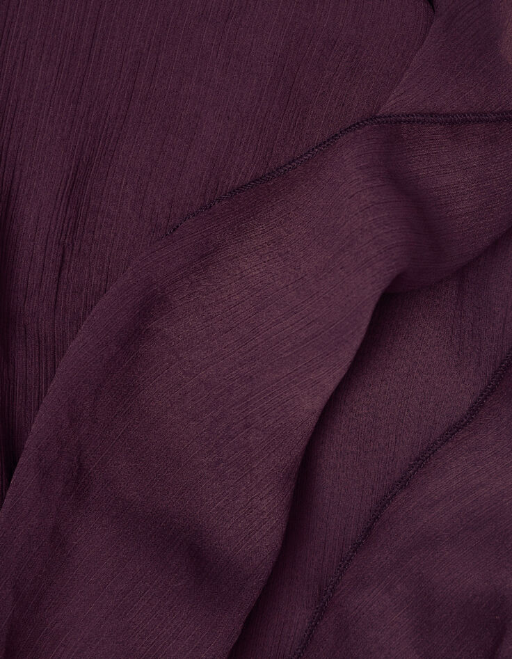 Samtiges burgunderfarbenes langes Kleid mit R&uuml;schen Damen-10