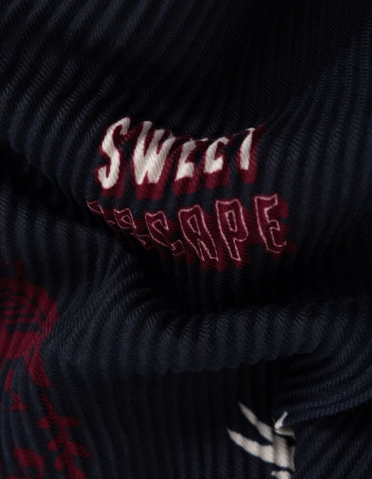 Foulard marine plissé à message I.Code-3 Foulard marine plissé à message I.Code-3