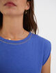 Tee-shirt cobalt à col rond couture dorée I.Code-2