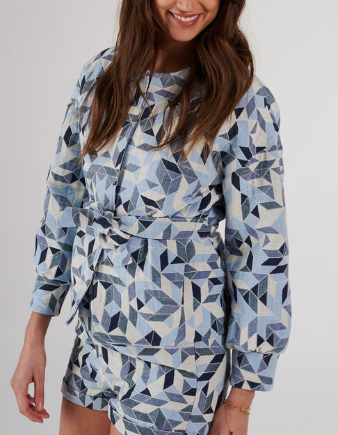 Chaqueta cobalto jacquard gráfico I.Code