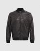 Schwarze Herrenbomberjacke aus Leder mit Futter-8