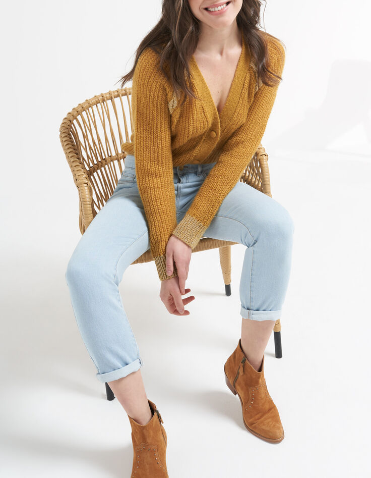 Cardigan mélèze tricot à torsades lurex I.Code-1 Cardigan mélèze tricot à torsades lurex I.Code-1