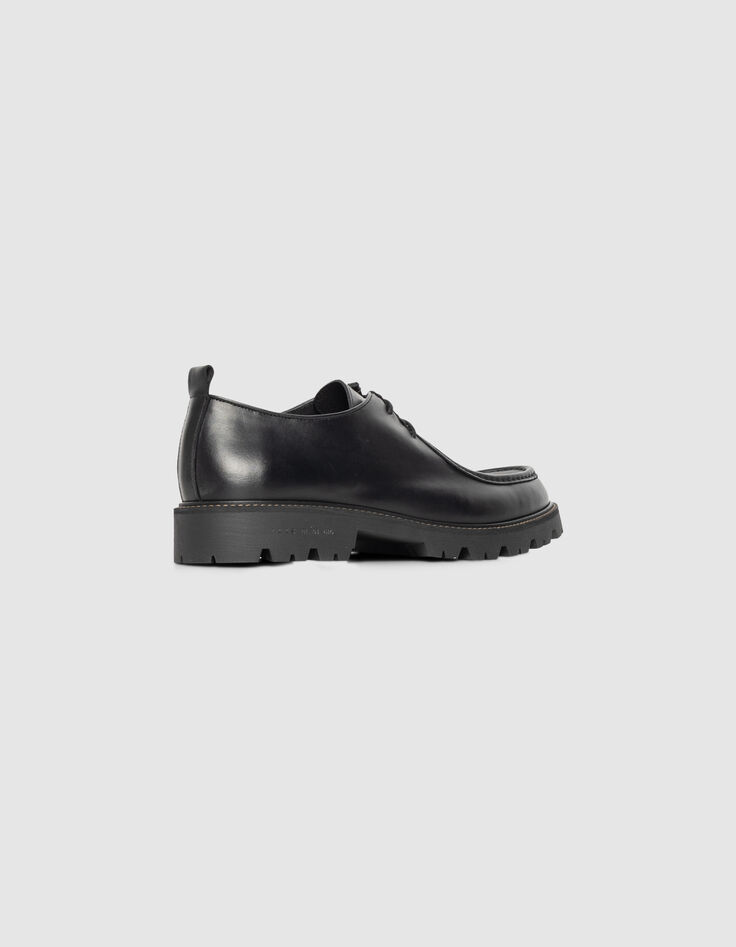 Schwarze Herren-Lederderbyschuhe mit Plateau-3