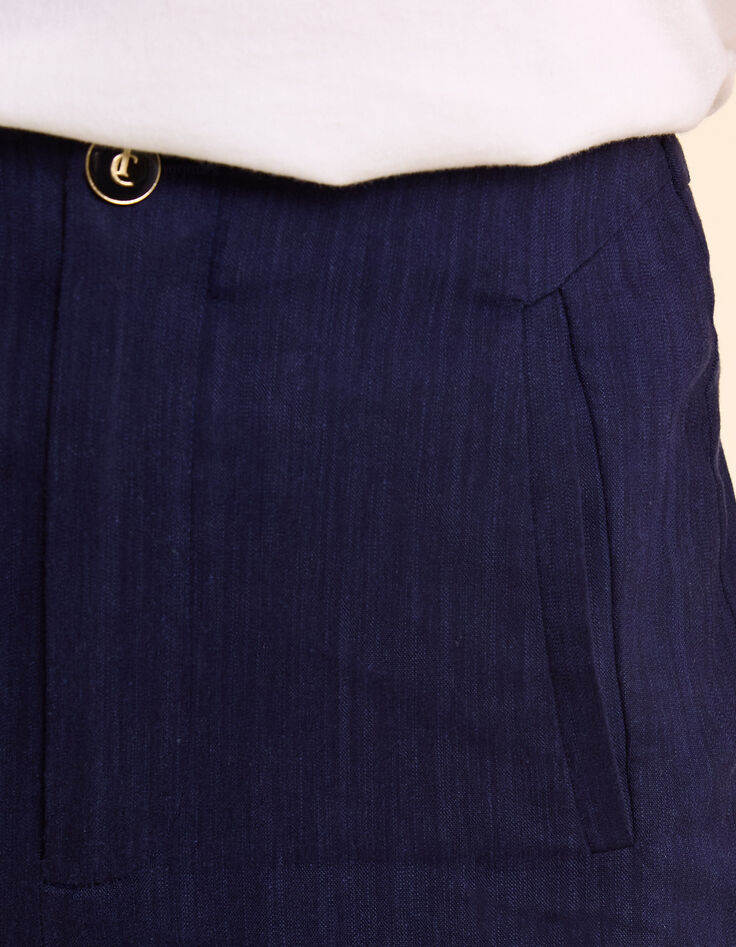 I.Code Anzughose mit weitem Bein aus navyfarbenem Faux-Uni-6