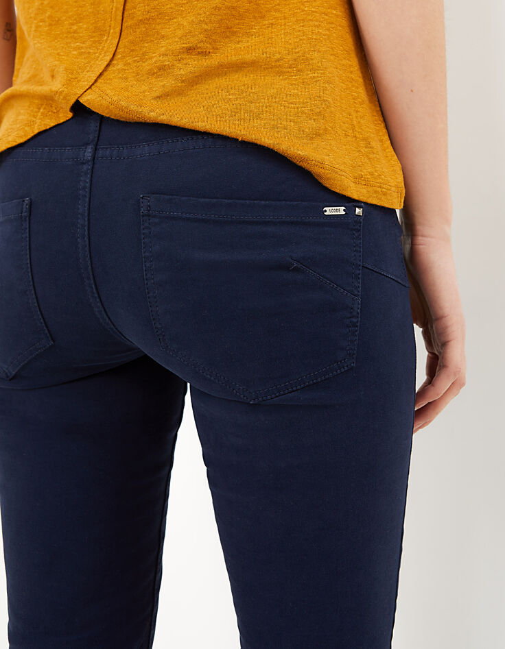 Pantalon bleu marine slim longueur 7/8ème I.Code-5