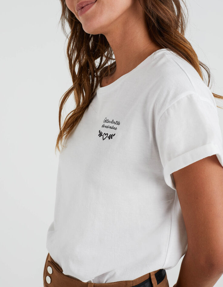 Tee-shirt neutre broderies noire poitrine I.Code-8