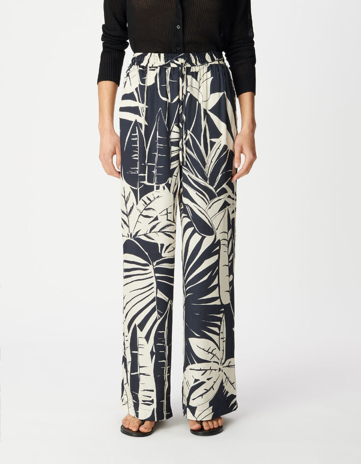 Marinefarbene Maxi-Hose mit weitem Bein f&uuml;r Damen-3