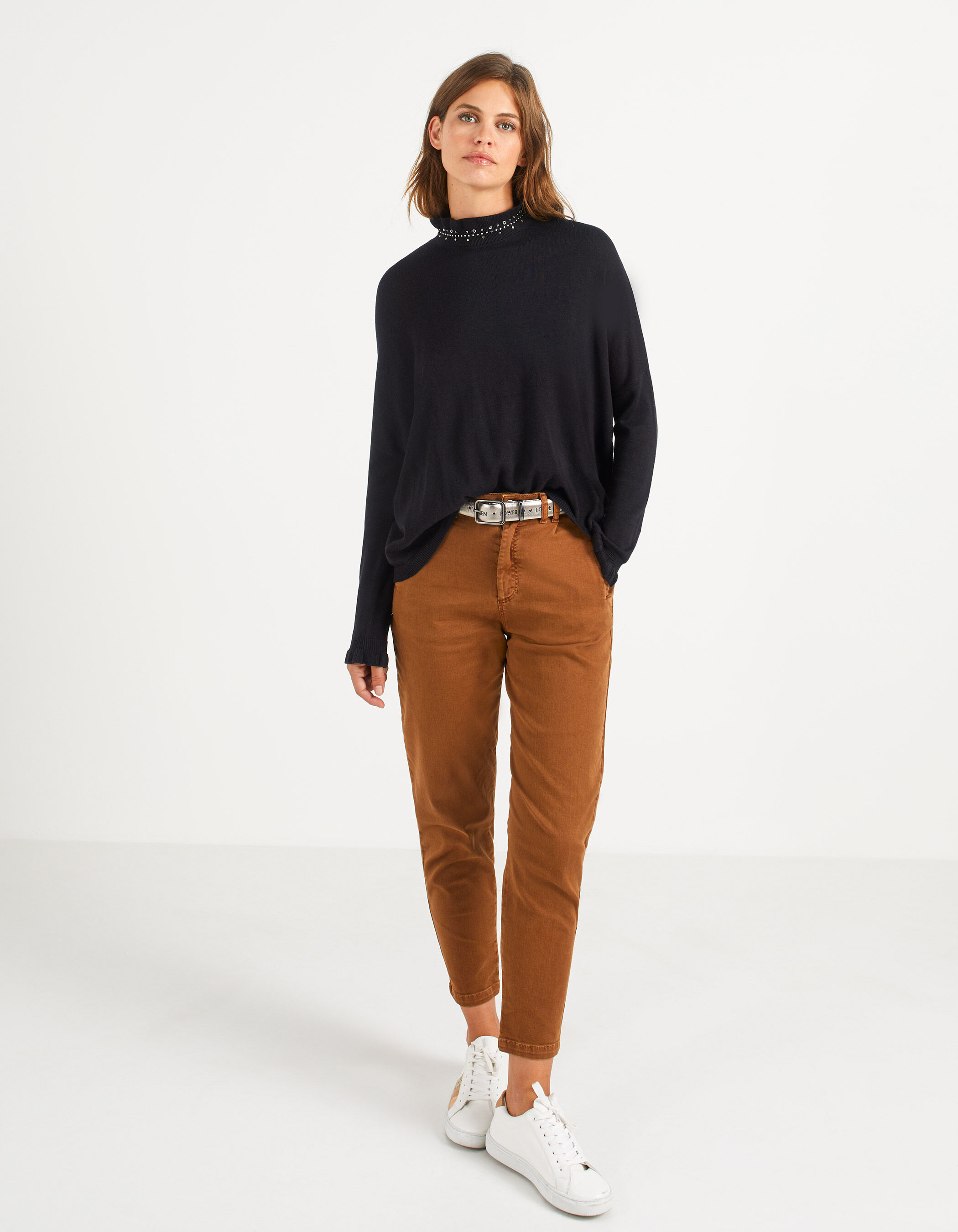 I.Code black cape sweater with studded Victorian collar