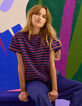 T-shirt violine rayures lurex multico I.Code-1