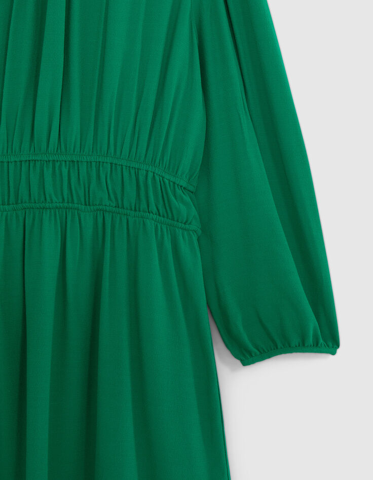 Mintgr&uuml;nes Upcycling-Damenkleid mit Krauskragen-7