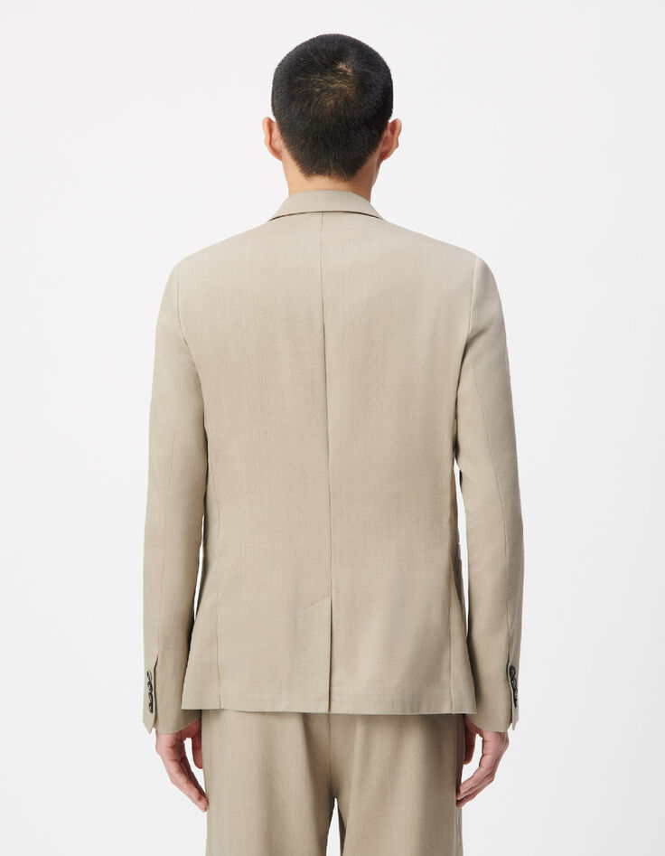 Dunkelbeige Anzugjacke aus Leinen f&uuml;r Herren-3
