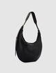 Allane Damen schwarz genarbtes Leder Halbmond Tasche-2