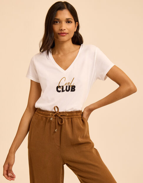 Camiseta blanca mensaje bicolor I.Code