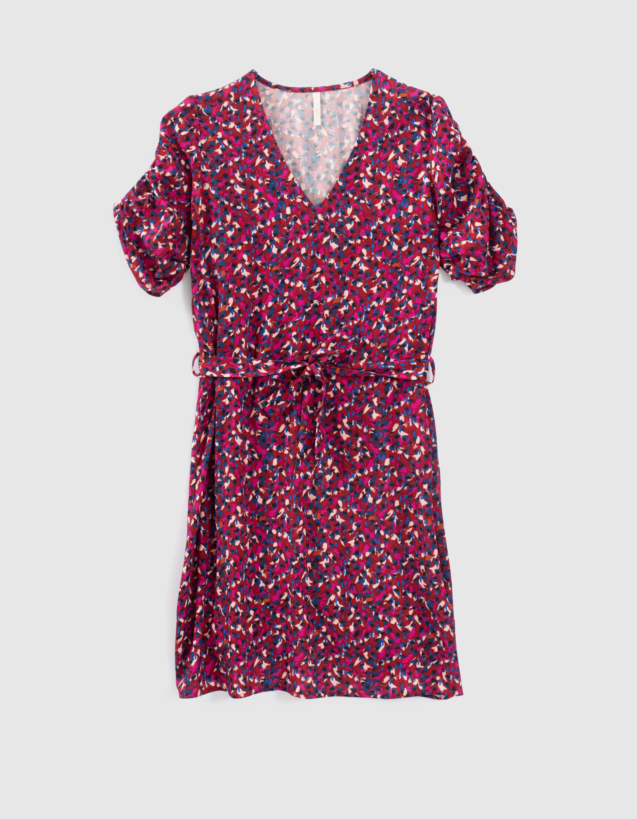 Robe rouge fonce imprime tachiste I.Code