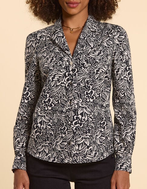Chemise noire imprimé floral graphique I.Code