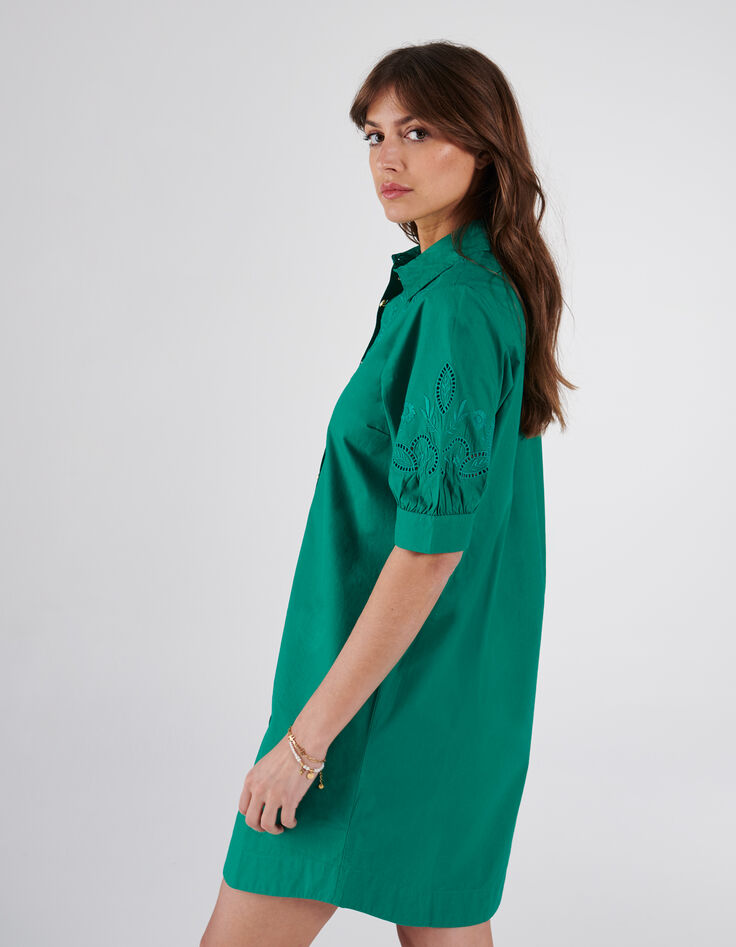 Robe chemise verte brodée I.Code-6