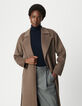 Manteau long beige ceintur&eacute; Femme-4