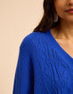 Cardigan encolure V bleu tricot fantaisie I.Code-4