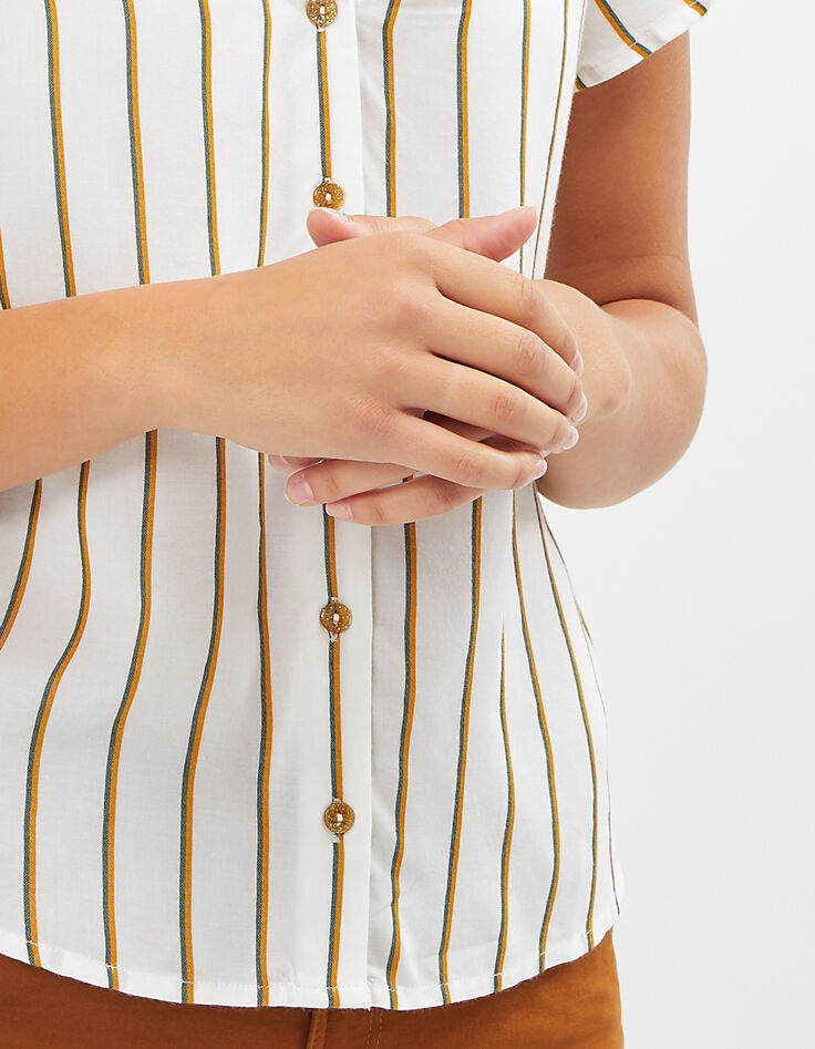 I.Code off-white vertical striped top-2