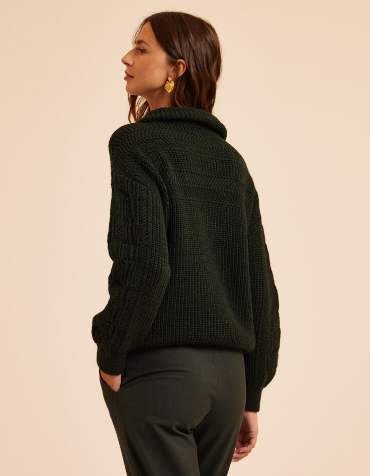 Pull camionneur vert tricot fantaisie I.Code-4