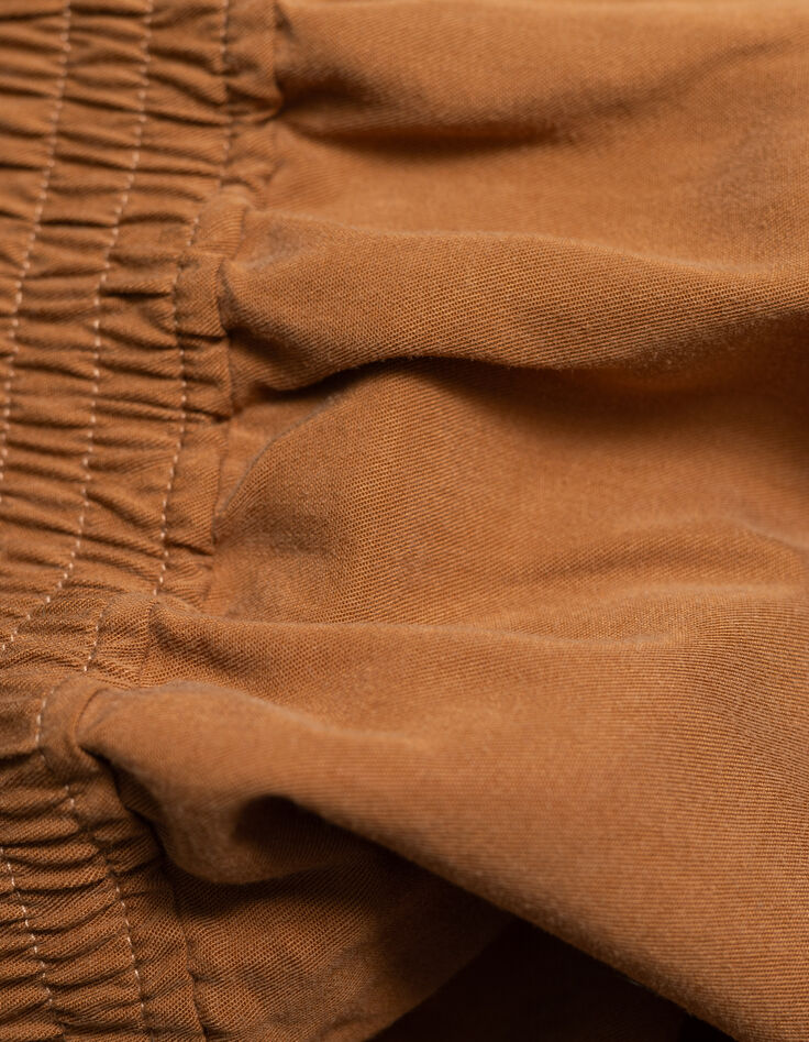 Wijde camel jumpsuit met brede wikkelkraag I.Code-9