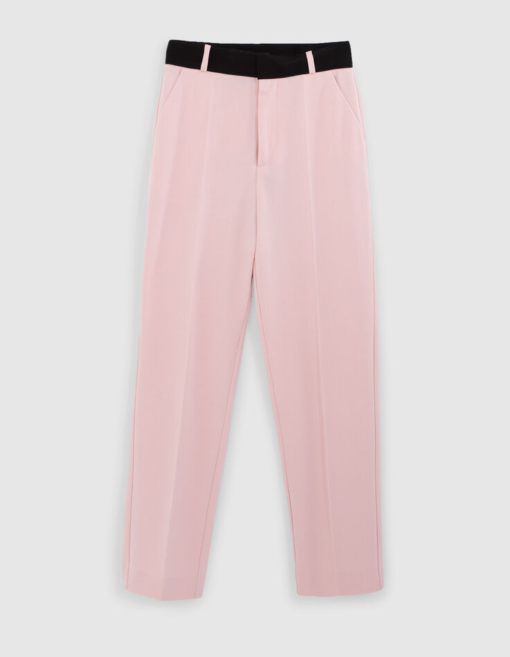 Rosa Damen-Zigarettenanzughose mit schwarzem G&uuml;rtel-6