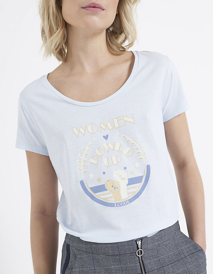Light blue T-shirt opdruk embleem met tekst I.Code - I.CODE