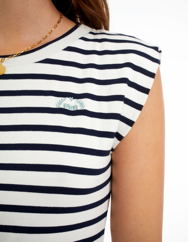 Robe marinière blanc cassé rayée marine I.Code-4
