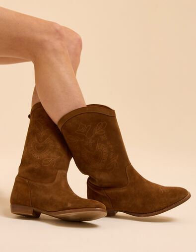 I.Code camel suede cowboy boots