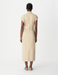 Women's long beige sleeveless safari dress-3