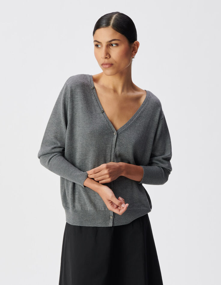 C&aacute;rdigan gris punto reversible mujer-2