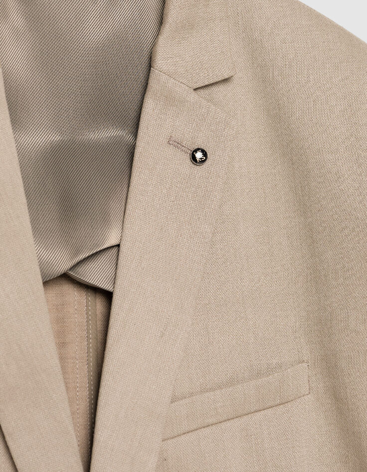 Dunkelbeige Anzugjacke aus Leinen f&uuml;r Herren-8