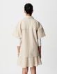 Kurzes beigefarbenes Trompe-l'oeil-Rockkleid Damen-3