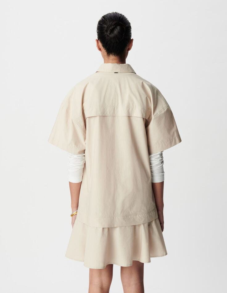 Kurzes beigefarbenes Trompe-l'oeil-Rockkleid Damen-3