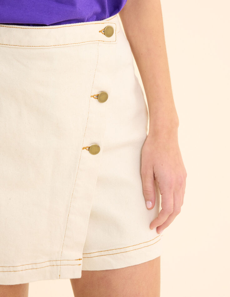 Falda pantalón vaquera crudo pespuntes ocre I.Code-6