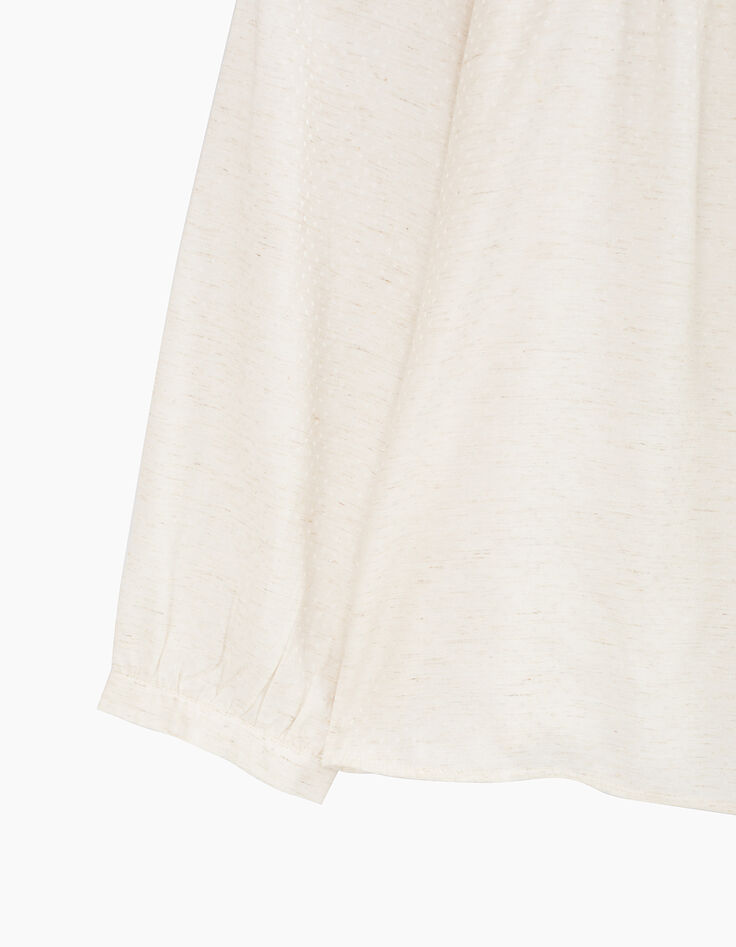 Top blanc cassé manches longues avec dentelle I.Code-2