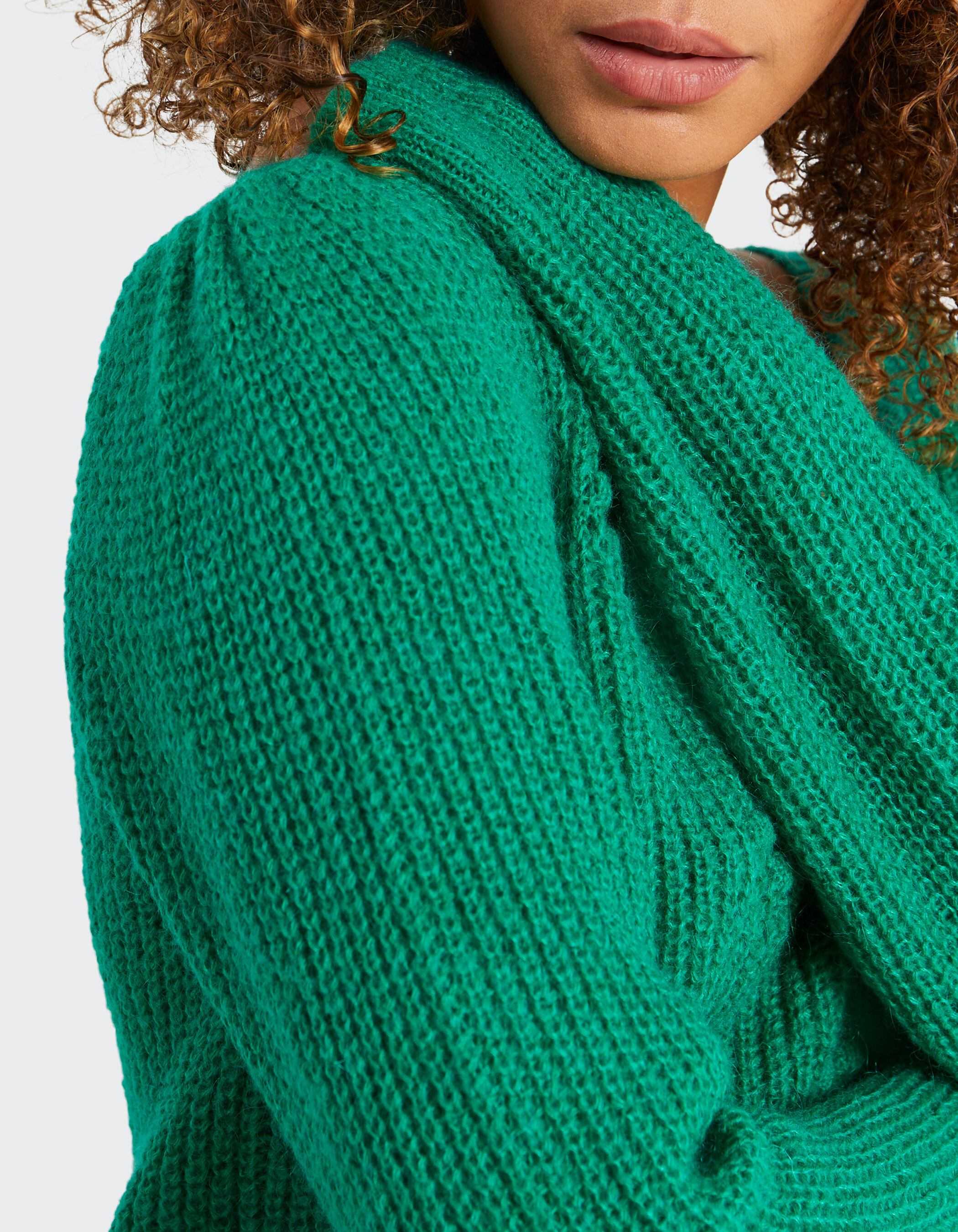 I.Code neon green decorative stitch knit sweater