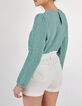 Minzgrüne Bluse aus Waffelstoff I.Code -2
