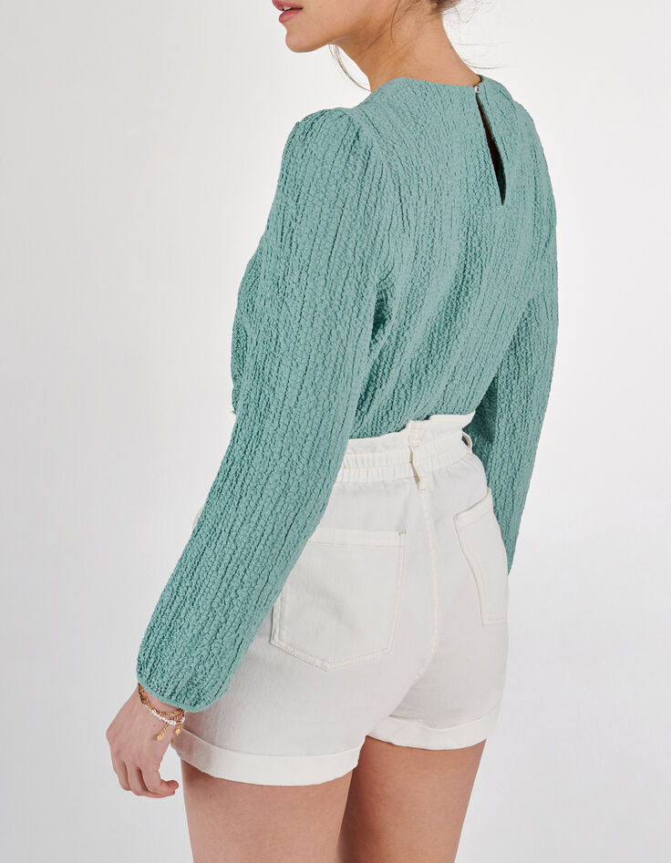 I. Code mint waffle blouse-2 I. Code mint waffle blouse-2