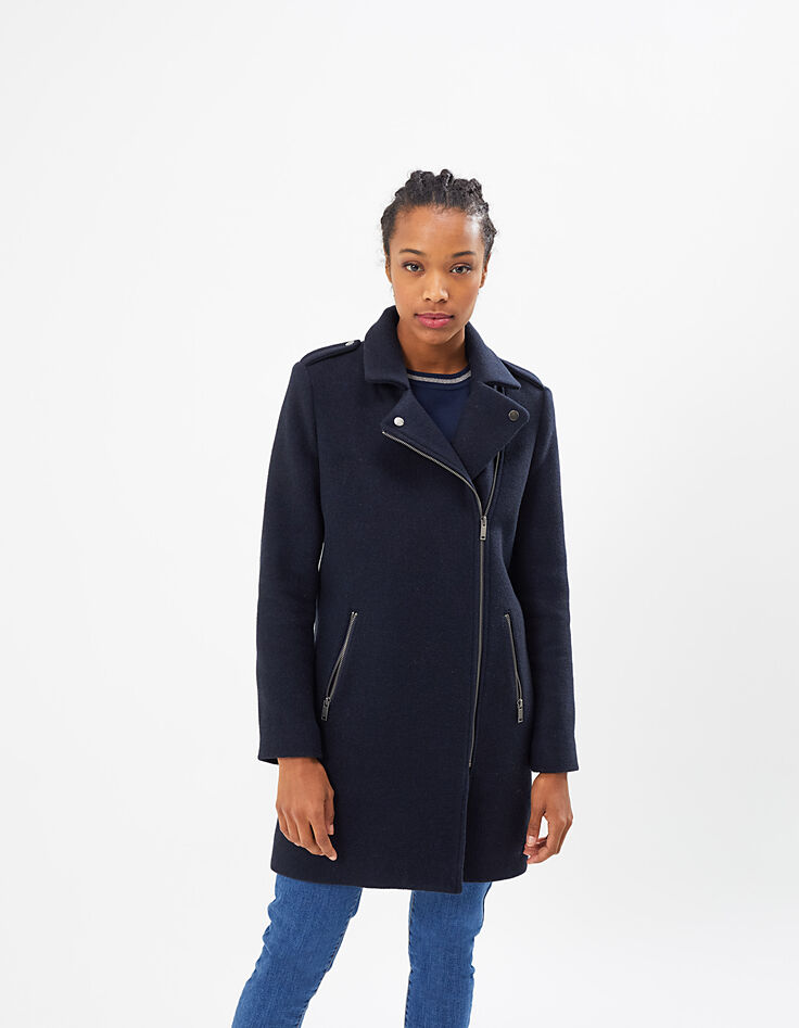 Manteau bleu marine esprit motard I.Code-6 Manteau bleu marine esprit motard I.Code-6