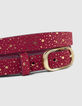 Flash Pink Gürtel aus Veloursleder mit Gold-Muster I.Code-5