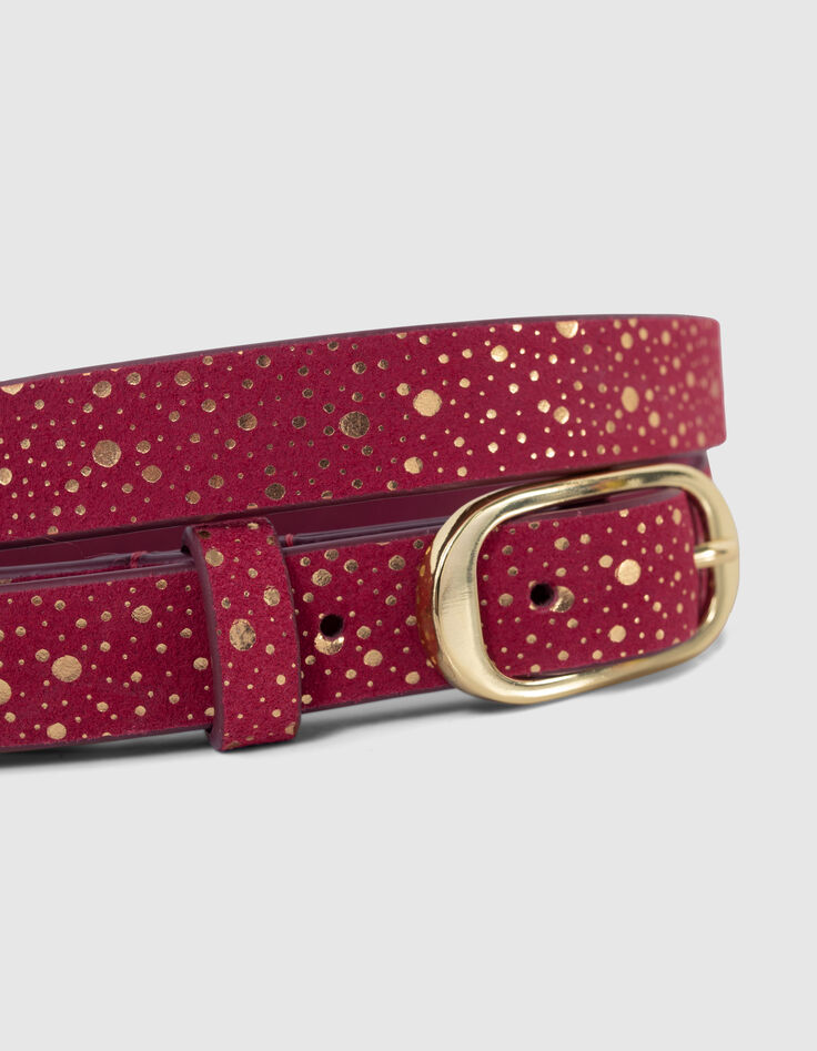 Flash Pink Gürtel aus Veloursleder mit Gold-Muster I.Code-5