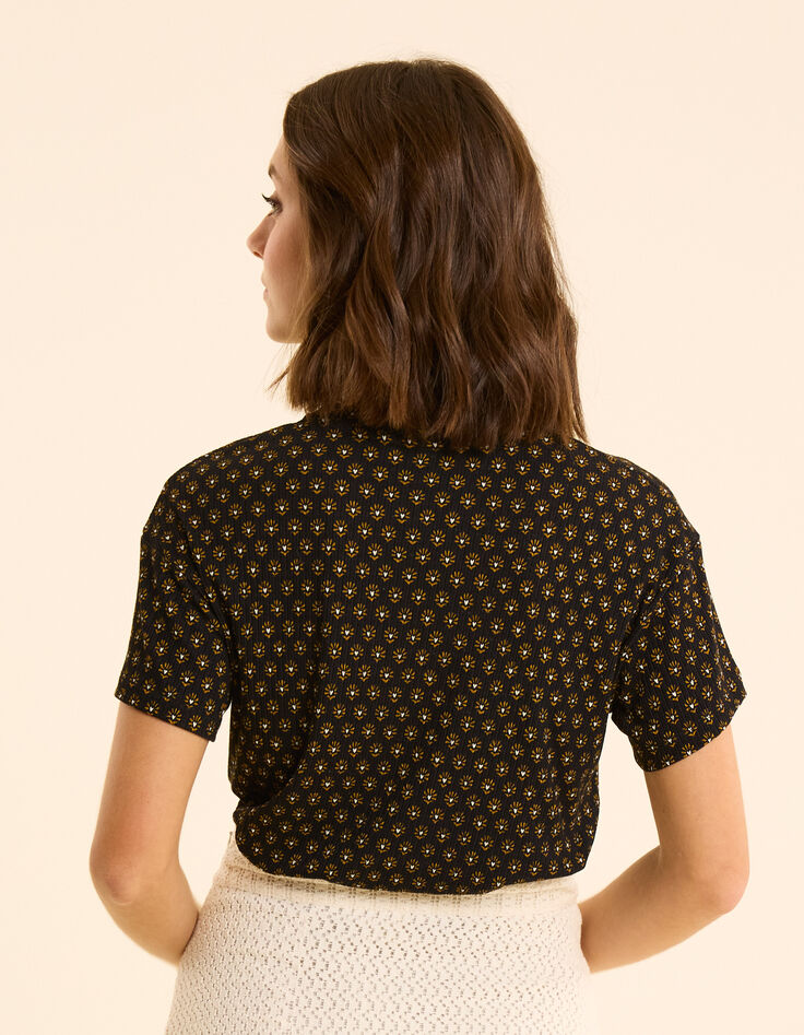 I.Code schwarz geblümtes Herz-T-Shirt-3
