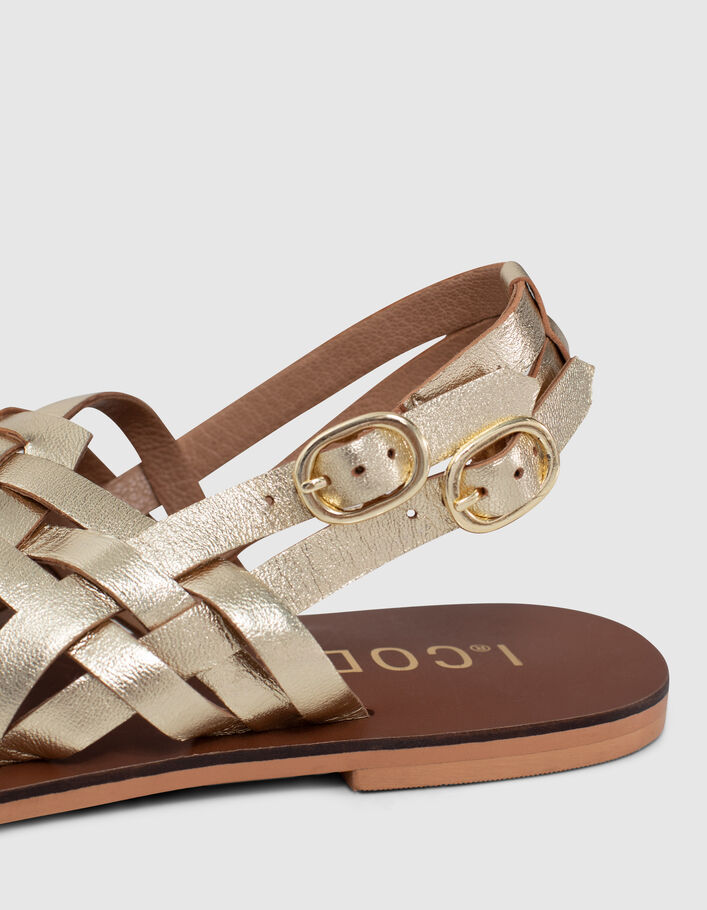 I.Code gold leather flat sandals - I.CODE