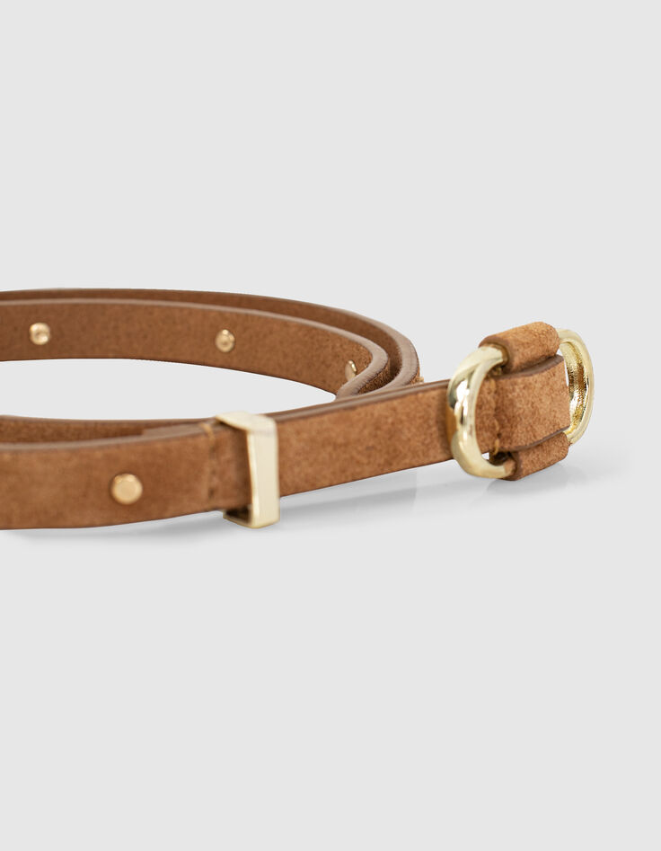 I.Code fawn suede studded belt-2